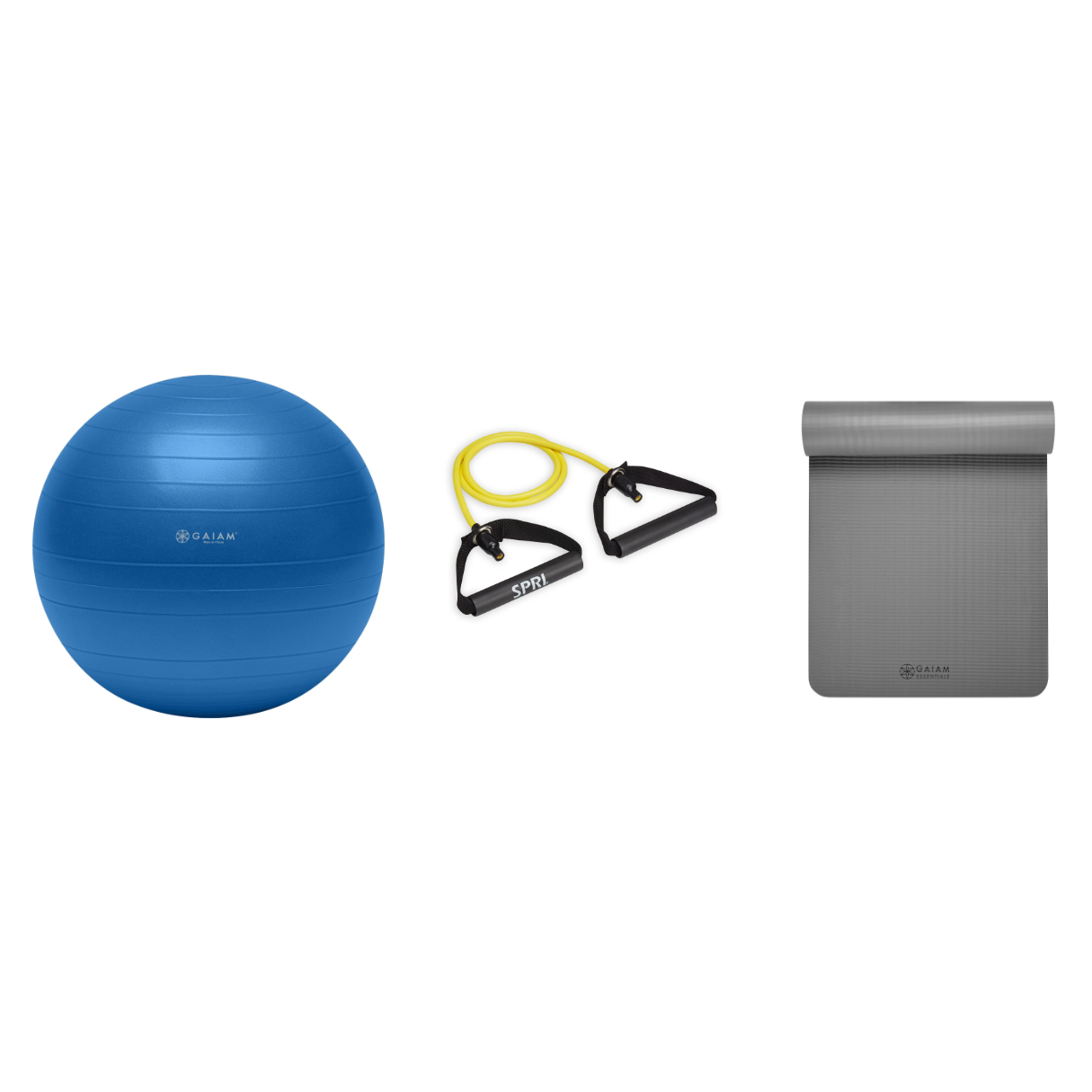 Fitness Bundle - Balance Ball (75cm), Xertube (Very Light), Fitness Mat (Grey)