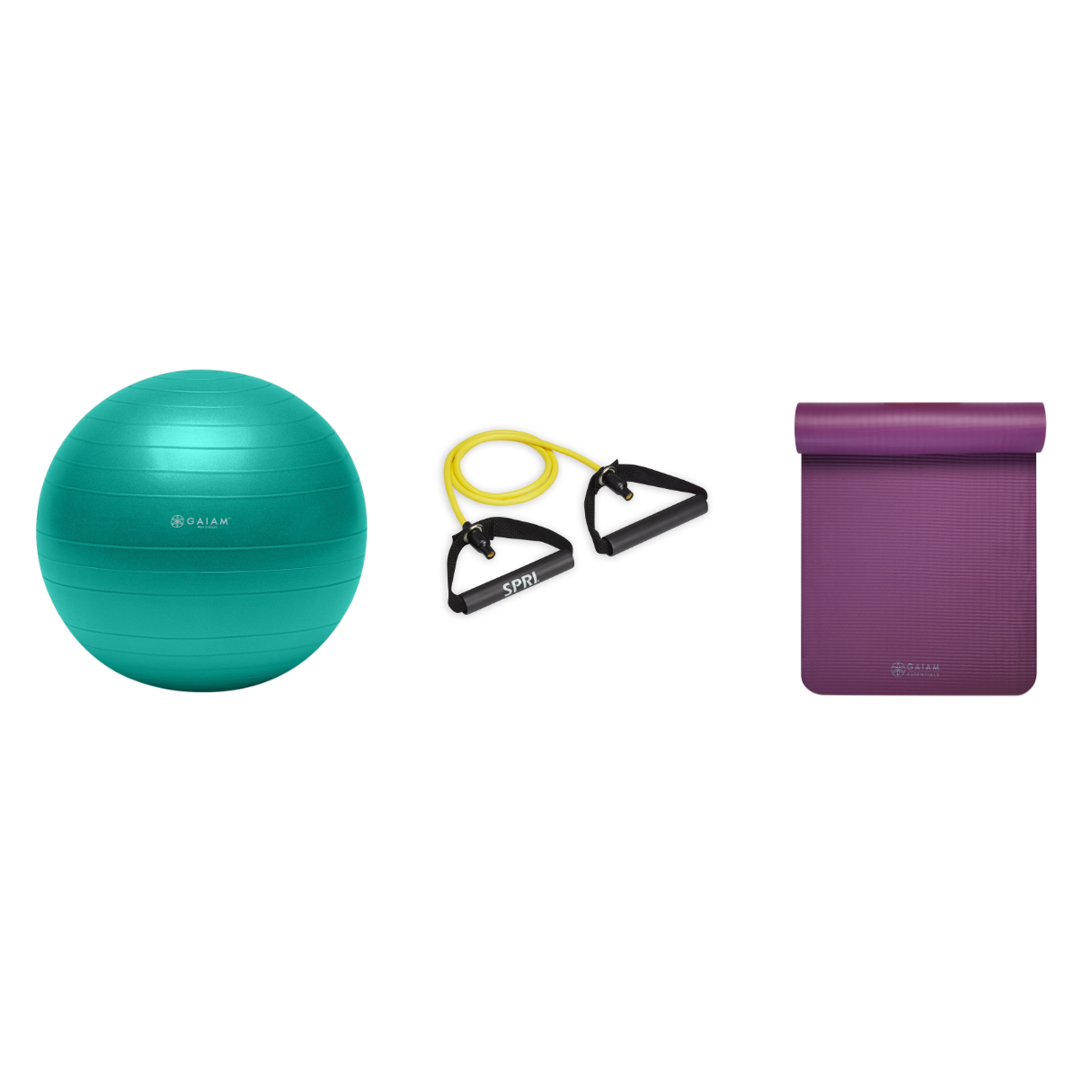 Fitness Bundle - Balance Ball (65cm), Xertube (Very Light), Fitness Mat (Purple)