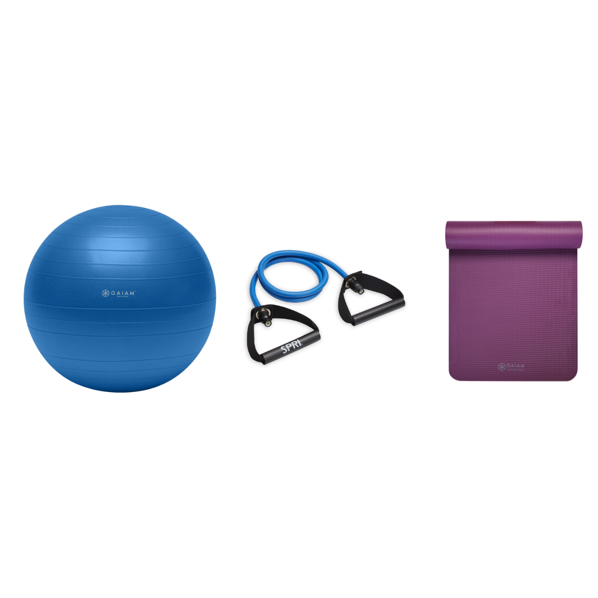 Fitness Bundle - Balance Ball (75cm), Xertube (Heavy), Fitness Mat (Purple)